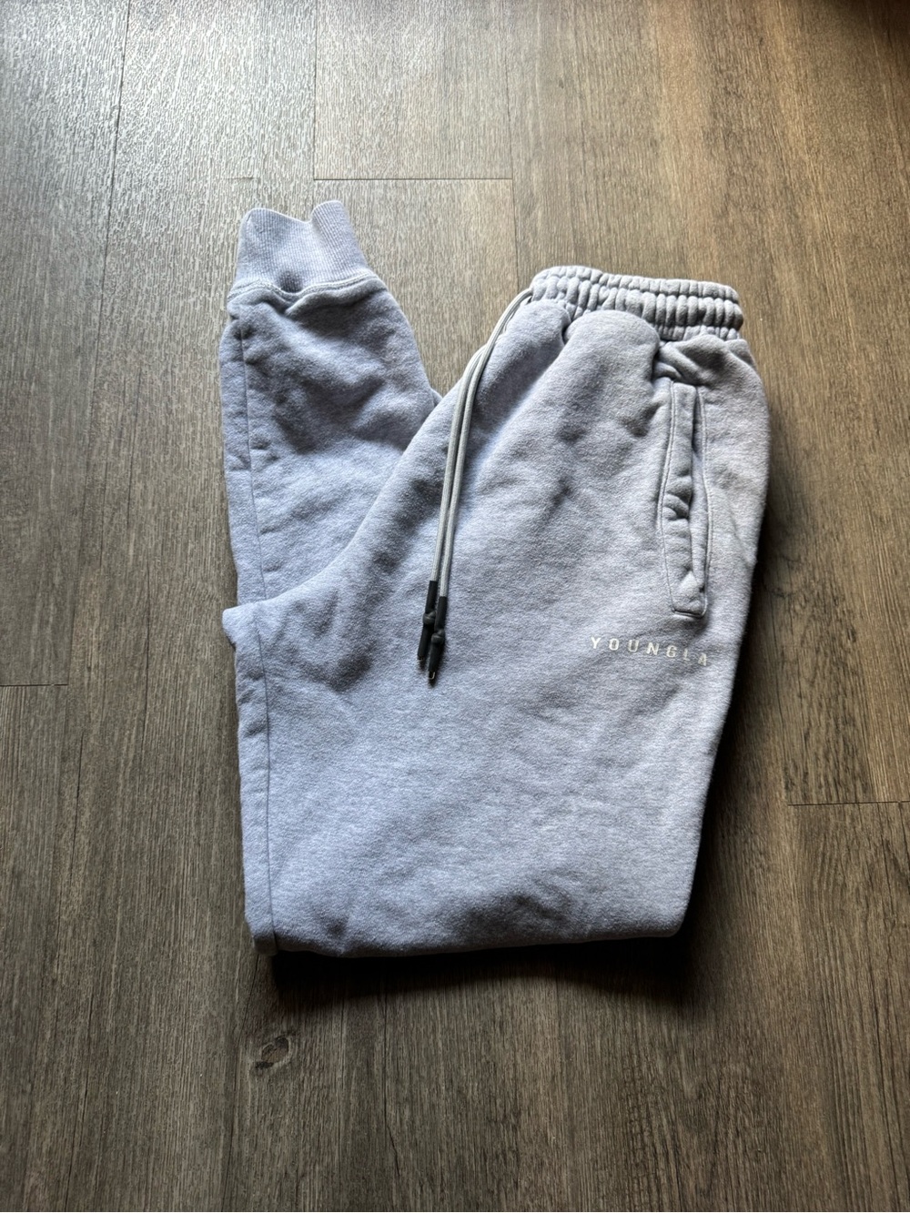 YoungLA Men’s Light Gray Fleece Jogger Sweatpants Size S